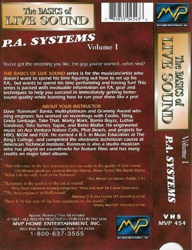 open zoom image for Video: Basics of Live Sound -- Vol. I PA Systems, Back Cover