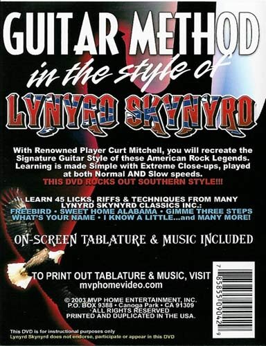 open zoom image for Guitar Method In The Style Of Lynyrd Skynyrd Video, Back Cover