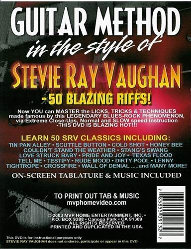 open zoom image for Guitar Method In The Style Of Stevie Ray Vaughan Video, Back Cover