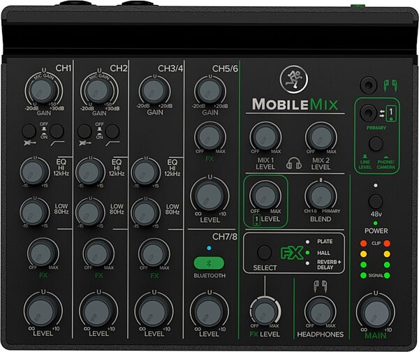 open zoom image for Mackie MobileMix USB-Powered Mixer, 8-Channel, New, Main with all components Front