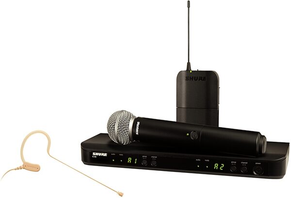 open zoom image for Shure BLX1288/MX53 Dual-Channel Combo Wireless System with SM58 Handheld Mic and MX153 Earset Mic, Band J11 (596 - 616 MHz), Main