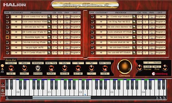 open zoom image for Steinberg HALion String Edition 2, Main Interface