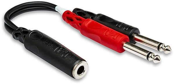 open zoom image for Hosa YPP-136 Single Stereo 1/4" TRS Female to Dual Mono 1/4" TS Y Breakout Cable, New, HOSYPP136