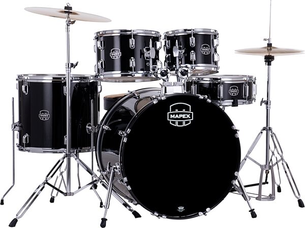 open zoom image for Mapex Comet Complete Drum Set, 5-Piece, Dark Black, Action Position Back