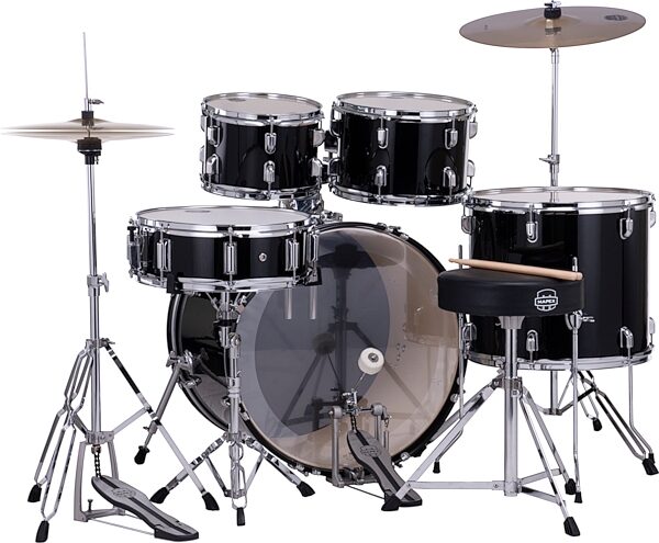 open zoom image for Mapex Comet Complete Drum Set, 5-Piece, Dark Black, Action Position Back