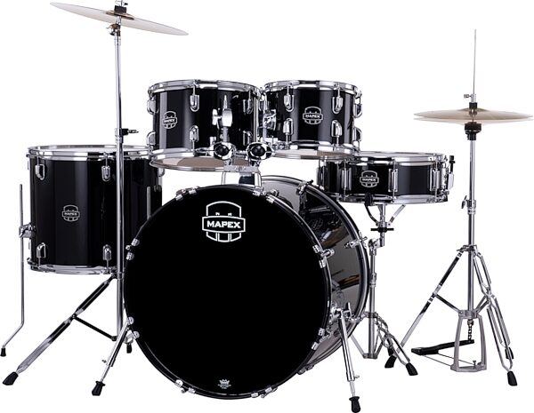 open zoom image for Mapex Comet Complete Drum Set, 5-Piece, Dark Black, Action Position Back