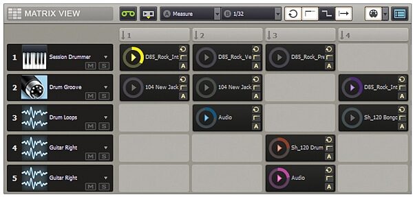 open zoom image for Cakewalk SONAR Producer Recording Software (Windows), Matrix View