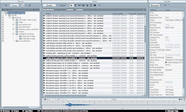 open zoom image for Steinberg Nuendo Recording Software (Macintosh and Windows), Media Bay View