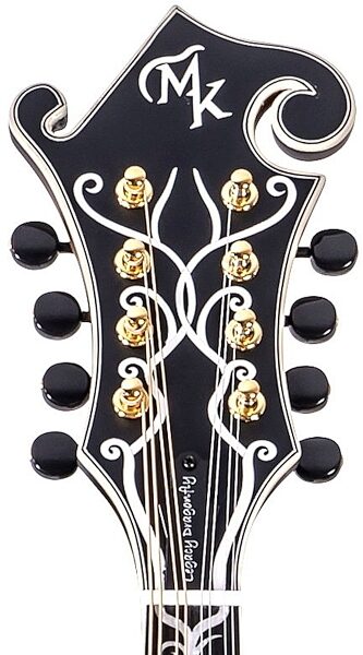 open zoom image for Michael Kelly Legacy Dragonfly Flame Violin Mandolin, Headstock