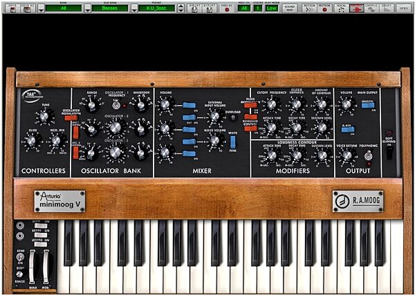 open zoom image for Arturia Minimoog V Software Synth (Macintosh and Windows), Screenshot 1