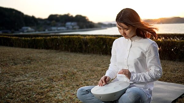 open zoom image for Roland MN-10 Mood Pan Electronic Handpan Instrument, New, Action Position Back