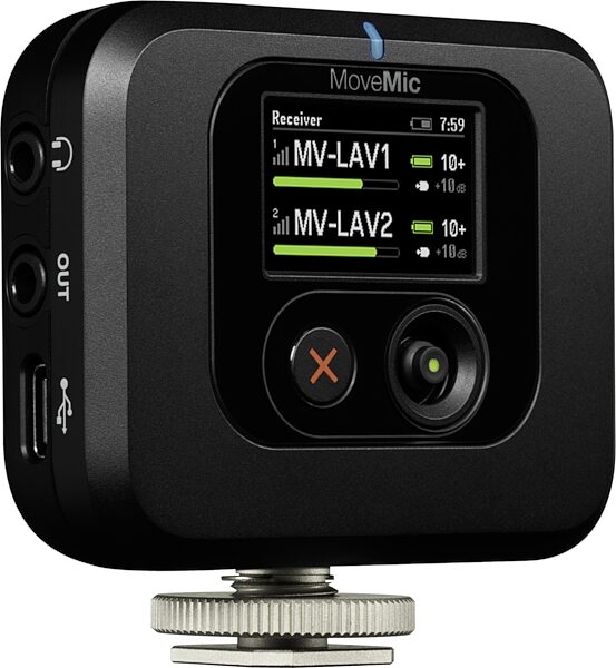 open zoom image for Shure MoveMic Camera Shoe-Mountable Wireless Receiver, MV-R-Z7, Action Position Back