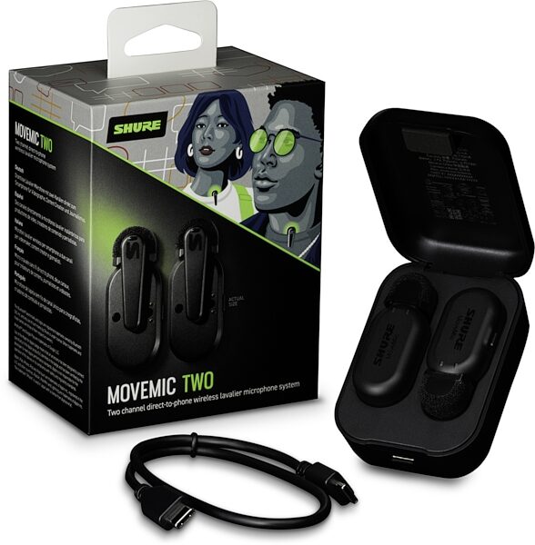open zoom image for Shure MoveMic Two Wireless Lavalier Microphone Set, MV-TWO-Z7, Open Box (Very Good), Action Position Back
