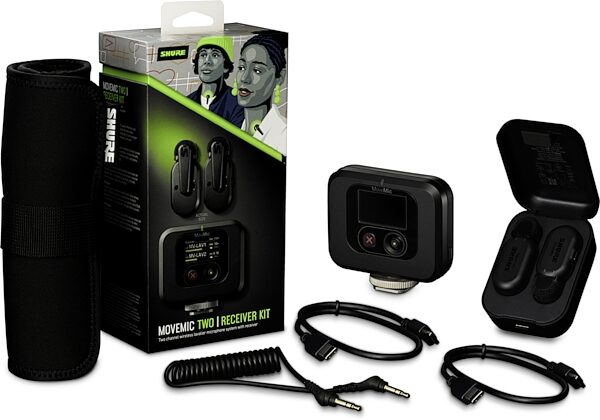 open zoom image for Shure MoveMic Two Receiver Kit with Wireless Lavalier Microphones, MV-TWO-KIT-Z7, Action Position Back