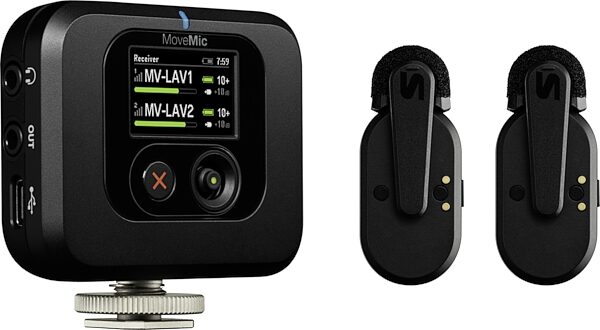 open zoom image for Shure MoveMic Two Receiver Kit with Wireless Lavalier Microphones, MV-TWO-KIT-Z7, Action Position Back