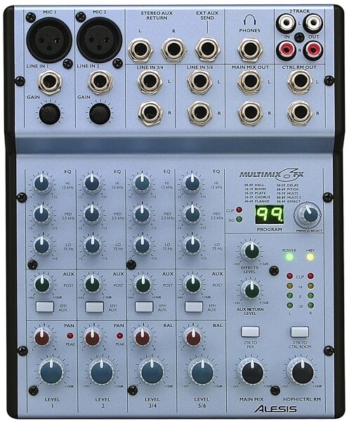 open zoom image for Alesis MultiMix 6FX 6-Channel Mixer with Effects, Main