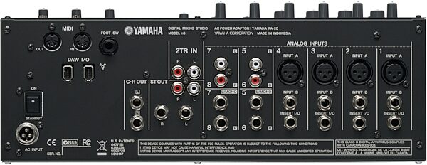 open zoom image for Yamaha n8 8-Channel Digital Mixer with FireWire Interface, Rear
