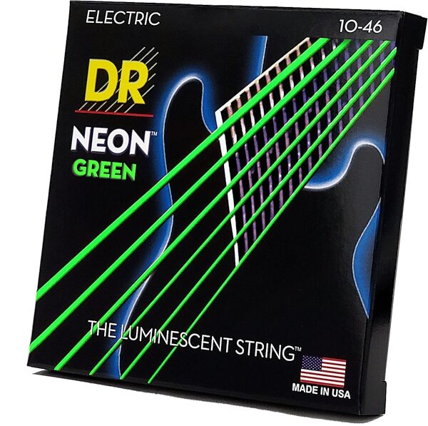 open zoom image for DR Strings Hi-Def Neon Colored Electric Guitar Strings, Green, Medium, 10-46, view