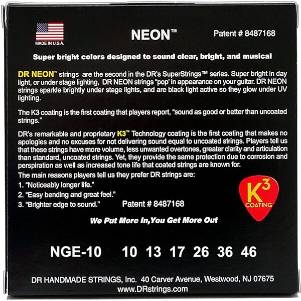 open zoom image for DR Strings Hi-Def Neon Colored Electric Guitar Strings, Green, Medium, 10-46, view