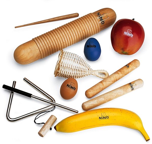 open zoom image for Meinl Nino 8-Piece Percussion Set with Bag, Set Contents