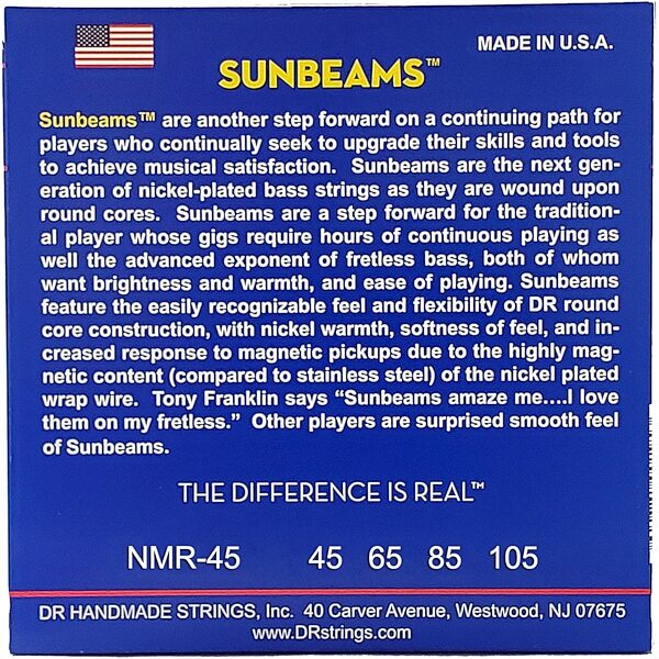 open zoom image for DR Strings Sunbeam Nickel-Plated Electric Bass Strings, Medium, 45-105, view