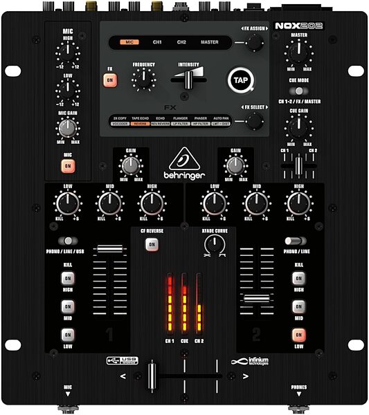 open zoom image for Behringer NOX202 DJ Mixer (2-Channel), Top