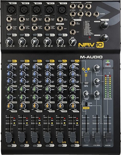 open zoom image for M-Audio NRV10 8x2 Mixer with Built-In Digital Interface, Top