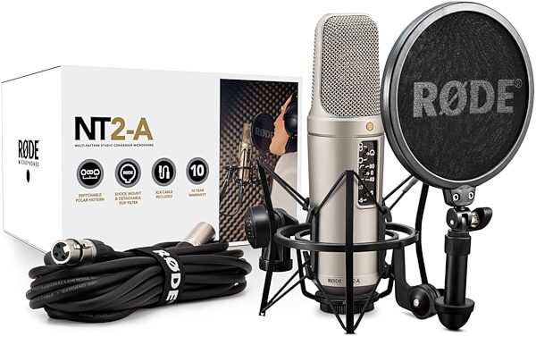 open zoom image for Rode NT2-A Variable Pattern Studio Condenser Microphone, Complete Vocal Recording Solution Package, Package Contents