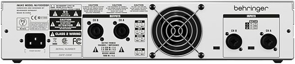 open zoom image for Behringer NU1000DSP Power Amplifier with DSP (1000 Watts), Rear
