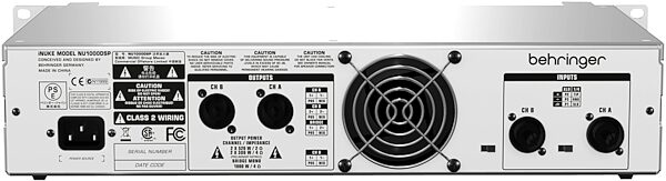 open zoom image for Behringer NU1000DSP Power Amplifier with DSP (1000 Watts), Rear - Top