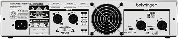 open zoom image for Behringer NU1000 iNUKE Power Amplifier (1000 Watts), Rear