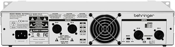 open zoom image for Behringer NU1000 iNUKE Power Amplifier (1000 Watts), Top - Rear