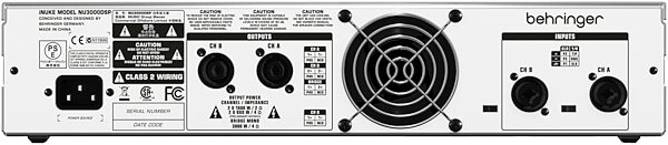 open zoom image for Behringer NU3000DSP iNuke Power Amplifier with DSP (3000 Watts), Rear