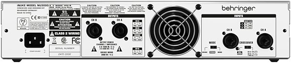 open zoom image for Behringer NU3000 iNUKE Power Amplifier (3000 Watts), Rear