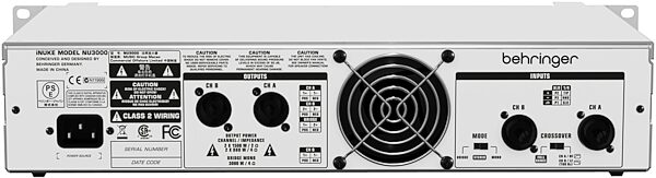 open zoom image for Behringer NU3000 iNUKE Power Amplifier (3000 Watts), Top - Rear