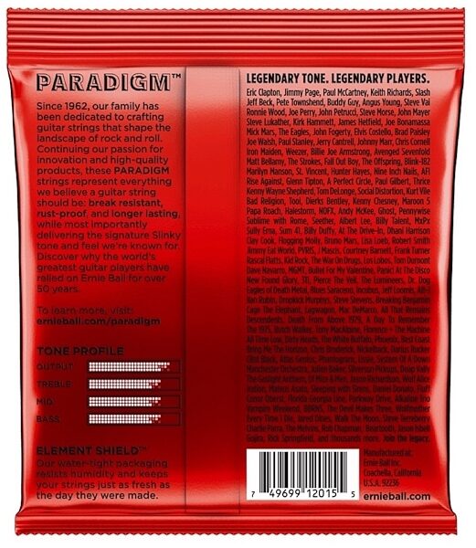 open zoom image for Ernie Ball Slinky Paradigm Electric Guitar Strings, 10-52, Back
