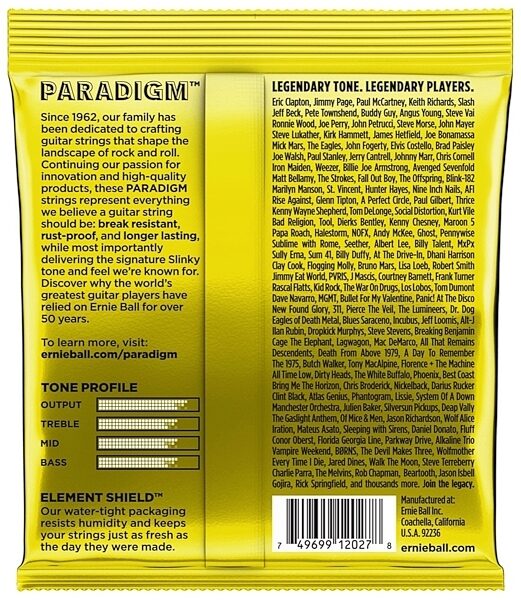 open zoom image for Ernie Ball Slinky Paradigm Electric Guitar Strings, 11-54, Back