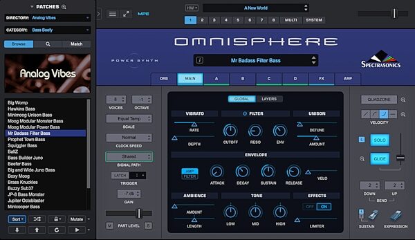 open zoom image for Spectrasonics Omnisphere 3 Software Synthesizer - Full Version, Boxed, Action Position Back