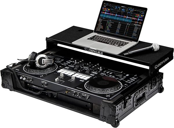 open zoom image for Odyssey 1U Flight Case for DDJ-REV5 with Glide Style Laptop Platform and Wheels, Black Label, Action Position Back