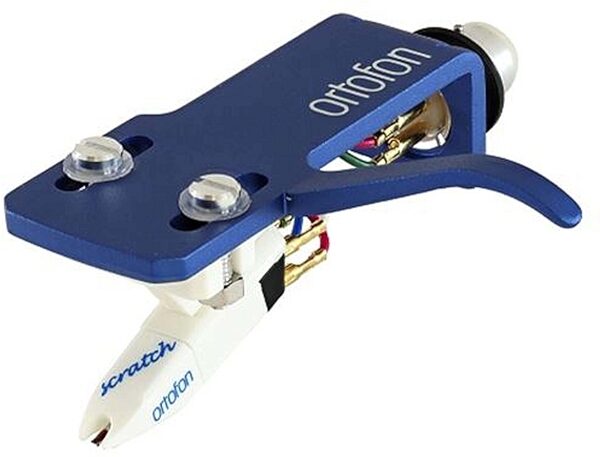 open zoom image for Ortofon OM Scratch White Cartridge Pre-Mounted on SH-4 Blue Headshell, Open Box (Like New), Action Position Back