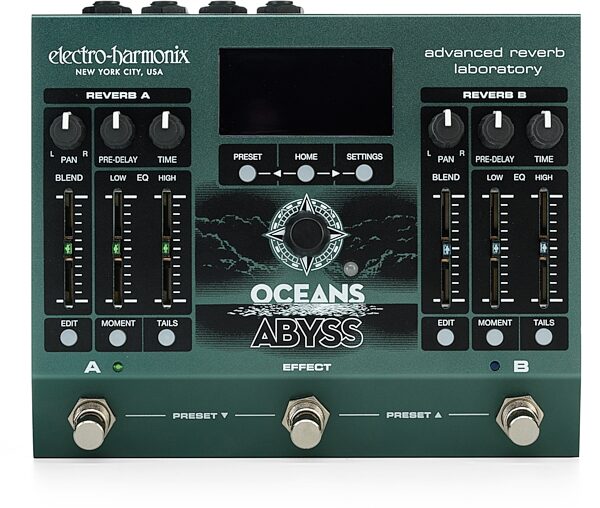 open zoom image for Electro-Harmonix Oceans Abyss Advanced Reverb Lab Pedal, New, Action Position Back