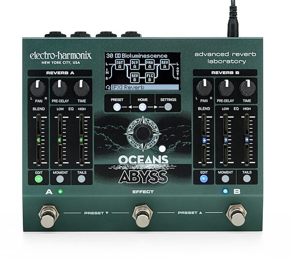 open zoom image for Electro-Harmonix Oceans Abyss Advanced Reverb Lab Pedal, New, Action Position Back