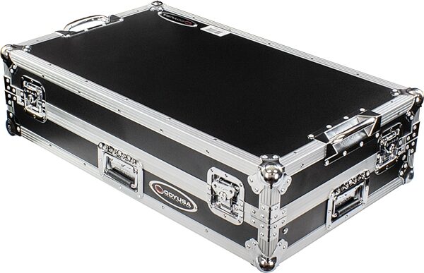 open zoom image for Odyssey Rane Four 1U-Flight Case with Glide Style Laptop Platform and Wheels, Standard Black/Silver, Action Position Back