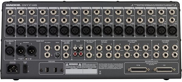 open zoom image for Mackie Onyx 1640i 16-Channel Premium Analog Mixer with FireWire Interface, Back
