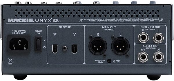 open zoom image for Mackie Onyx 820i 8-Channel Premium Analog Mixer with FireWire Interface, Back