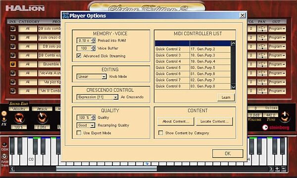 open zoom image for Steinberg HALion String Edition 2, Options