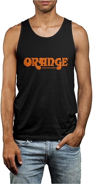 open zoom image for Orange Retro Logo Tank Top, Black, Small, Main