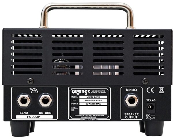 open zoom image for Orange Micro Dark Terror Mini Guitar Amplifier Head (20 Watts), Black, Rear