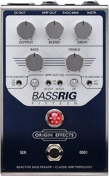 open zoom image for Origin Effects BassRIG 15 Preamp and Overdrive Pedal, New, Origin Effects BassRIG 15 Top