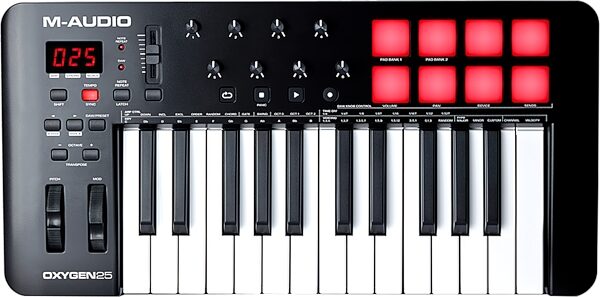 open zoom image for M-Audio Oxygen 25 MKV USB MIDI Controller, 25-Key, New, Action Position Back